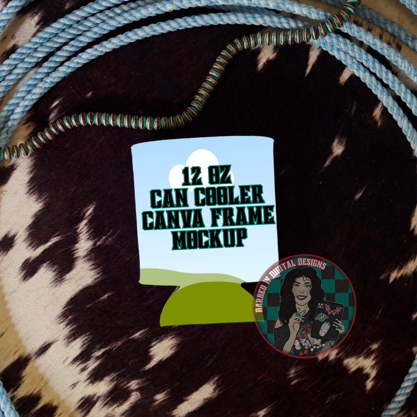 12 Oz. Can Cooler Canva Frame Mockup