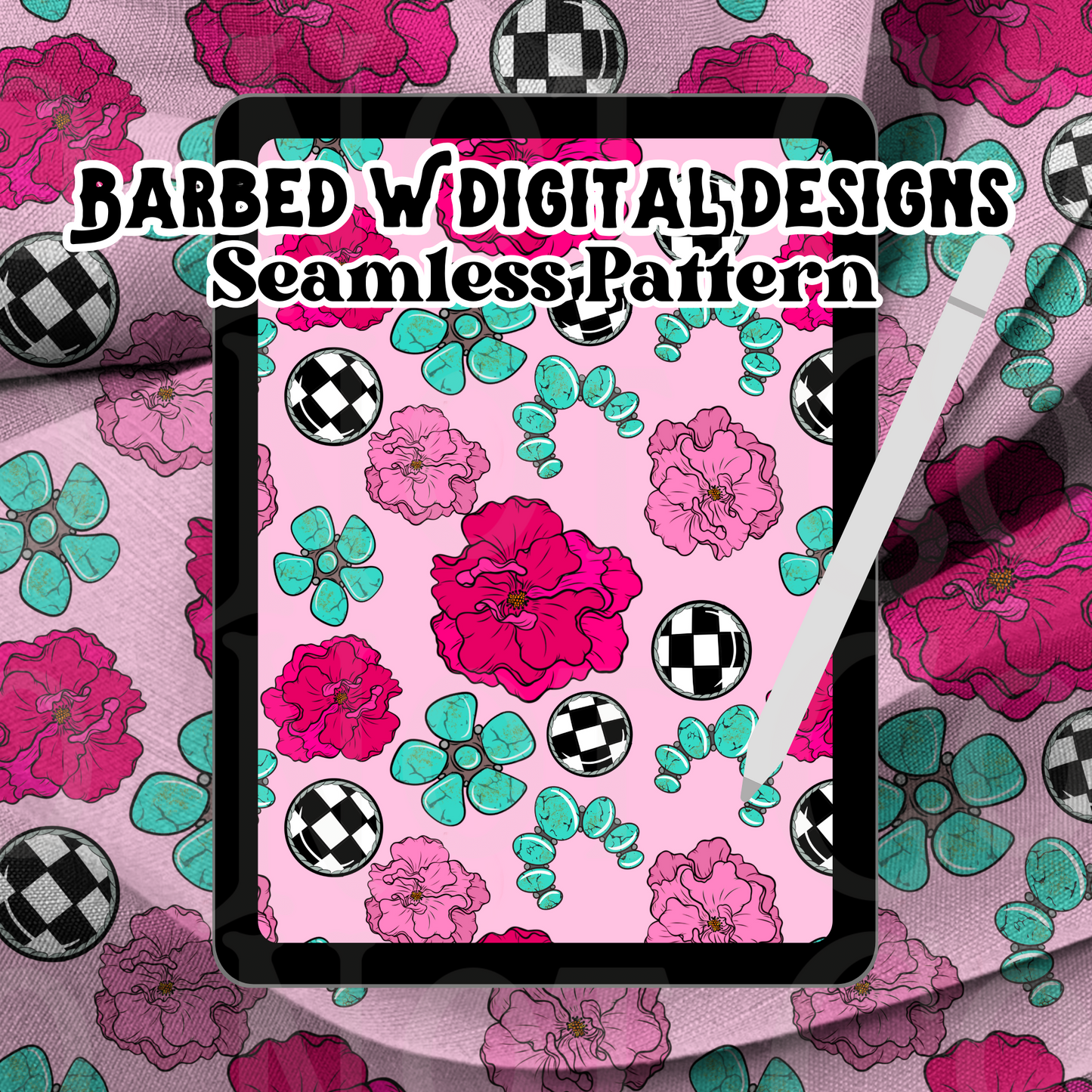 Turquoise Spring Seamless Pattern