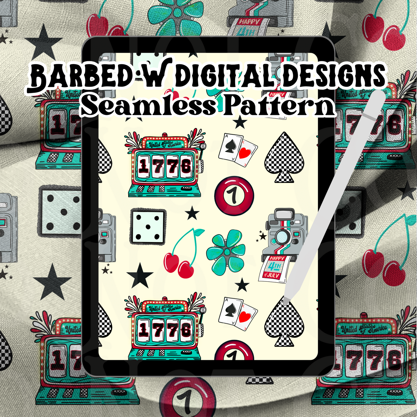 1776 Slots Seamless Pattern