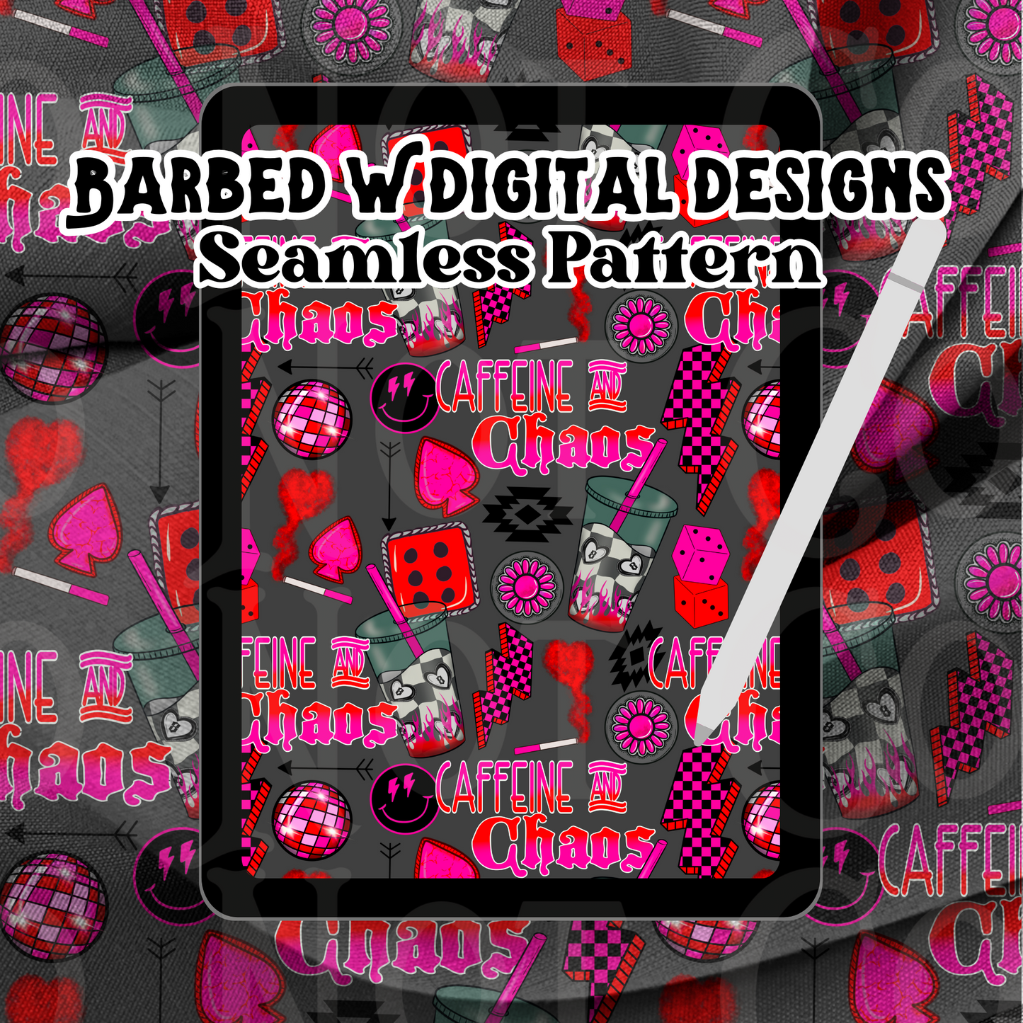 Caffeine & Chaos Seamless Pattern