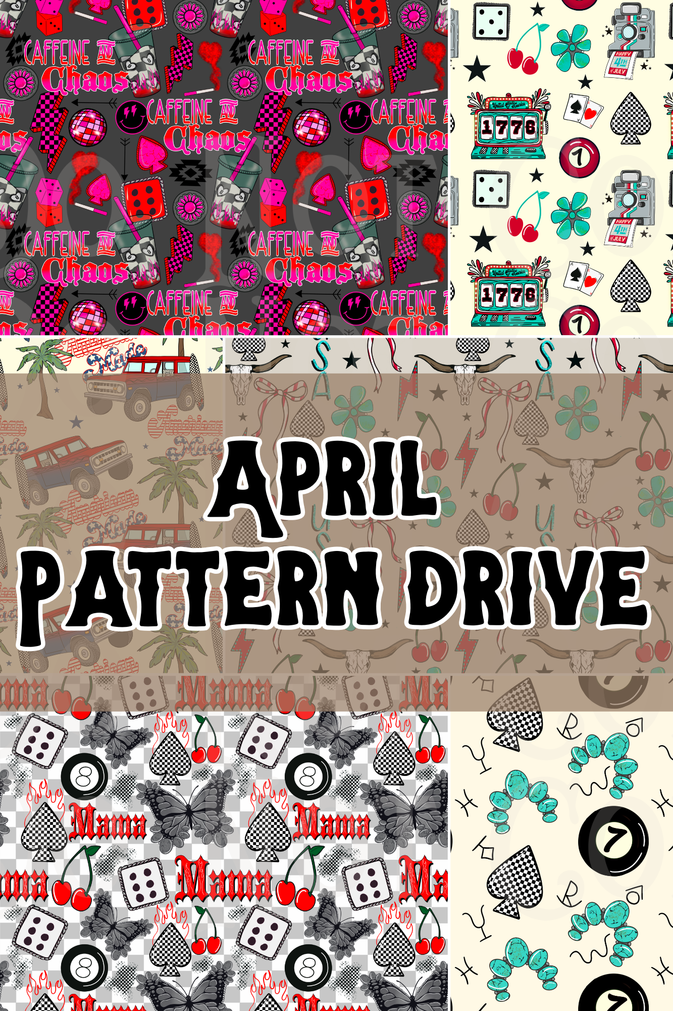 April 2025 Seamless Pattern Drive