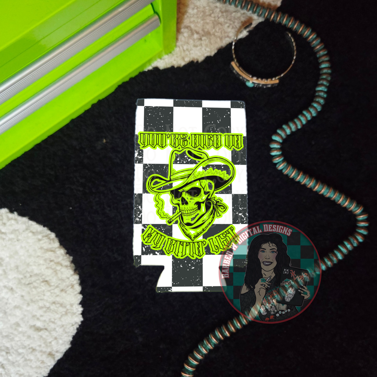 Bitin' List Koozie