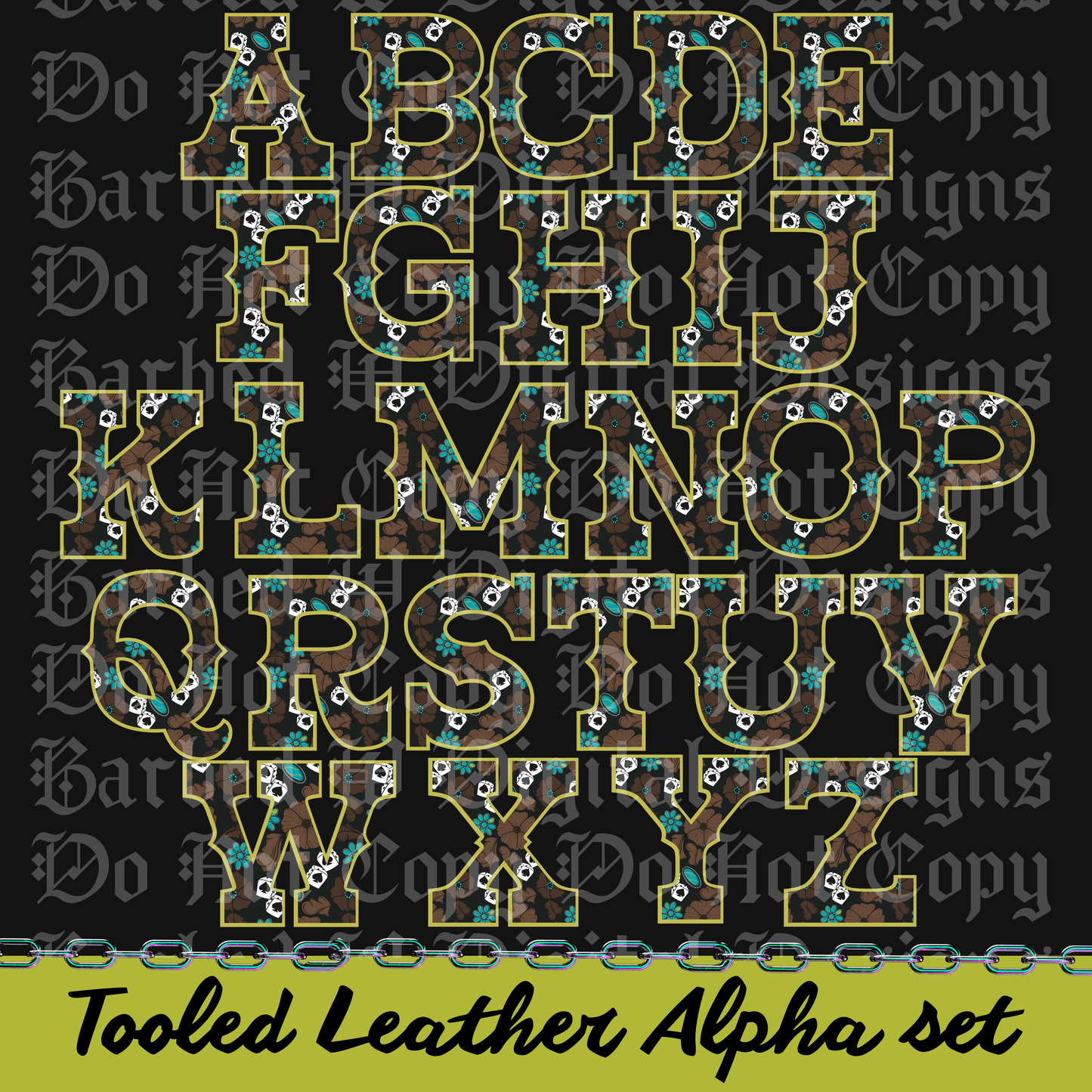 BWDD Tooled Leather Alpha Set