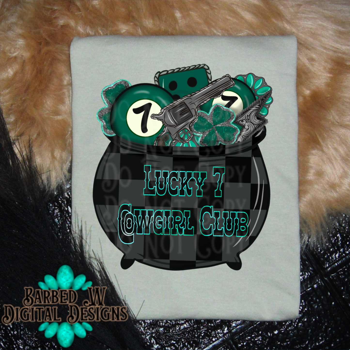 Western st Patrick’s day png, revolver png, pot of gold png, four leaf clover png, western png, yallternative, cowgirl png, turquoise