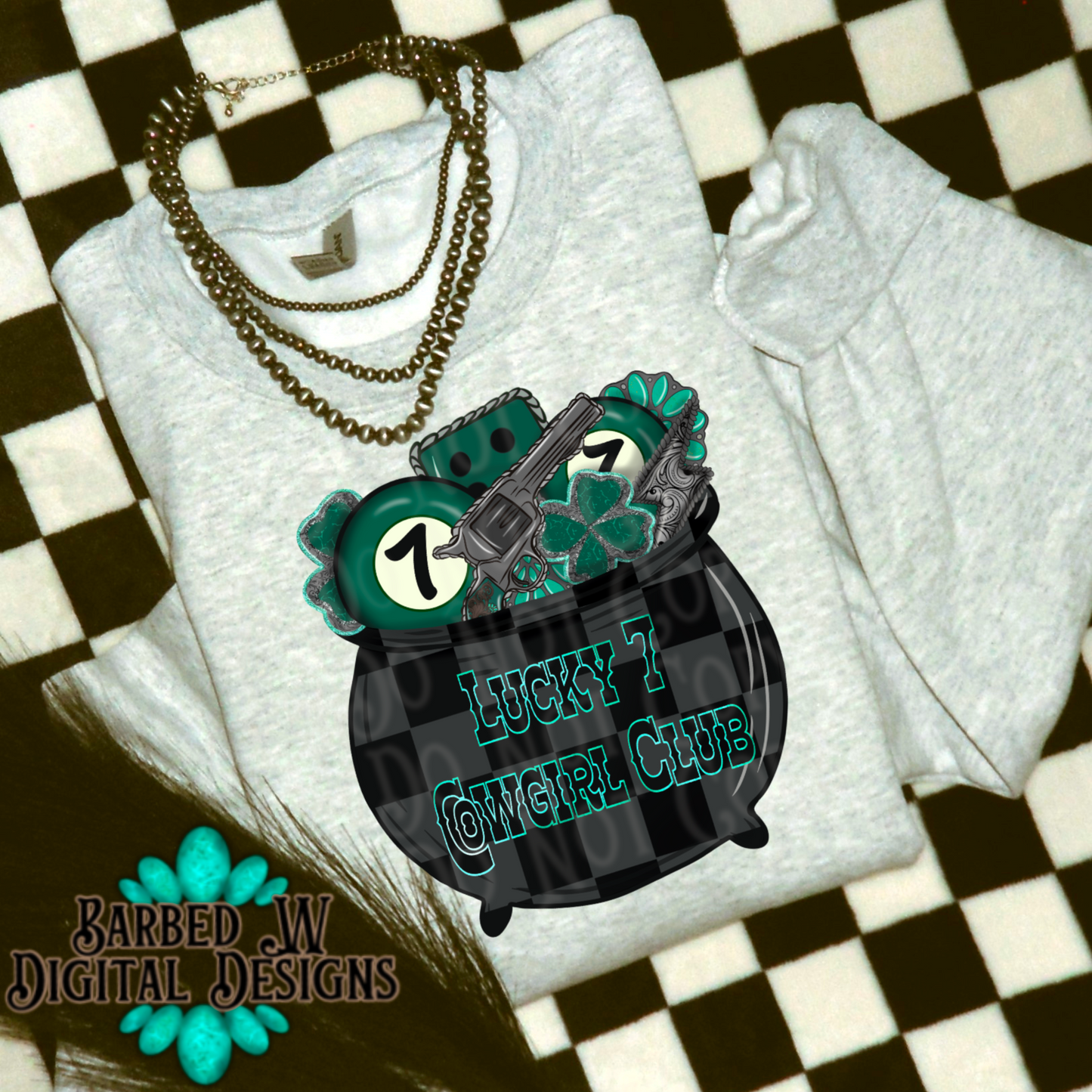 Western st Patrick’s day png, revolver png, pot of gold png, four leaf clover png, western png, yallternative, cowgirl png, turquoise