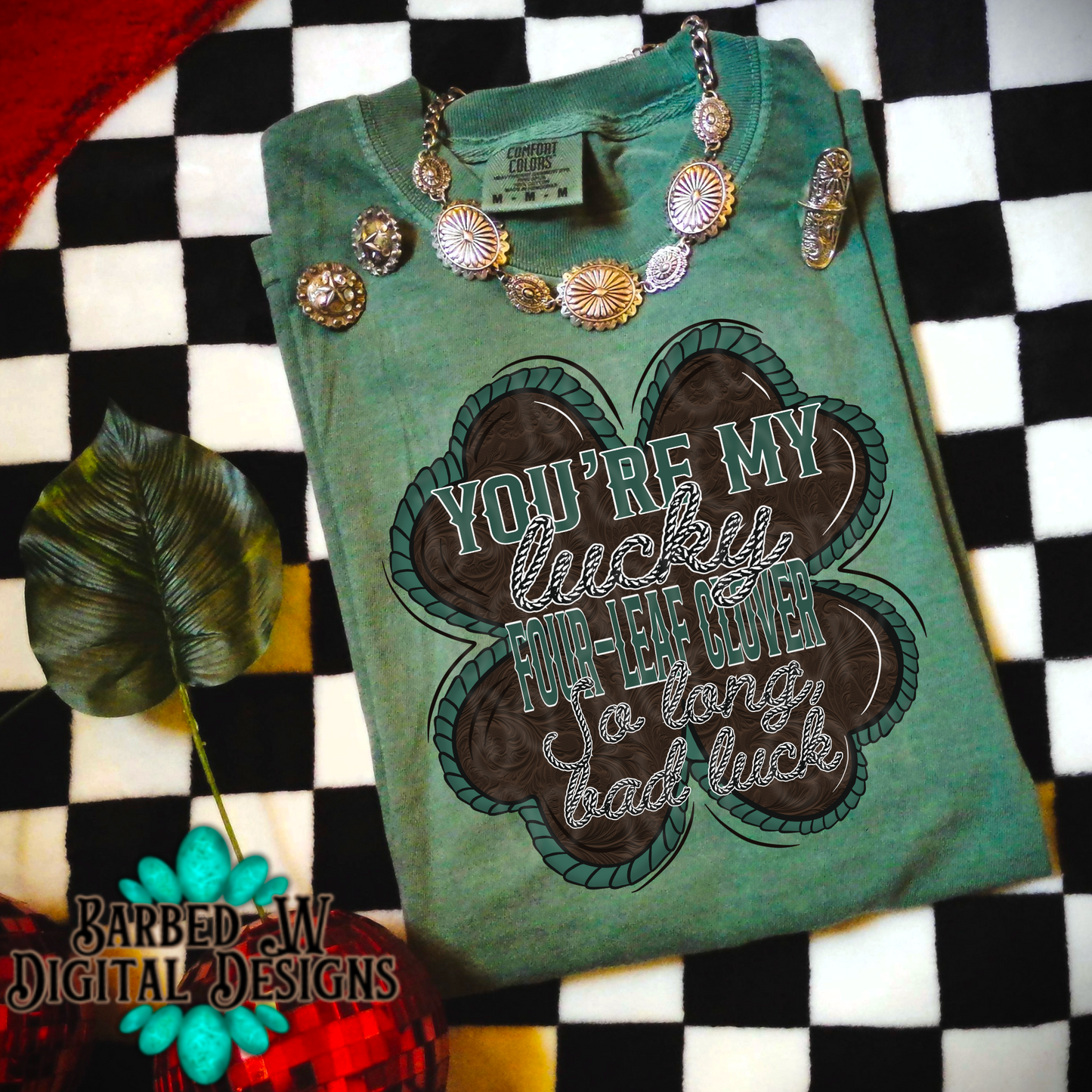 Western st Patrick’s day png, shamrock png, leather png, country png, four leaf clover png, western png, punchy png, cowboy png, cowgirl png