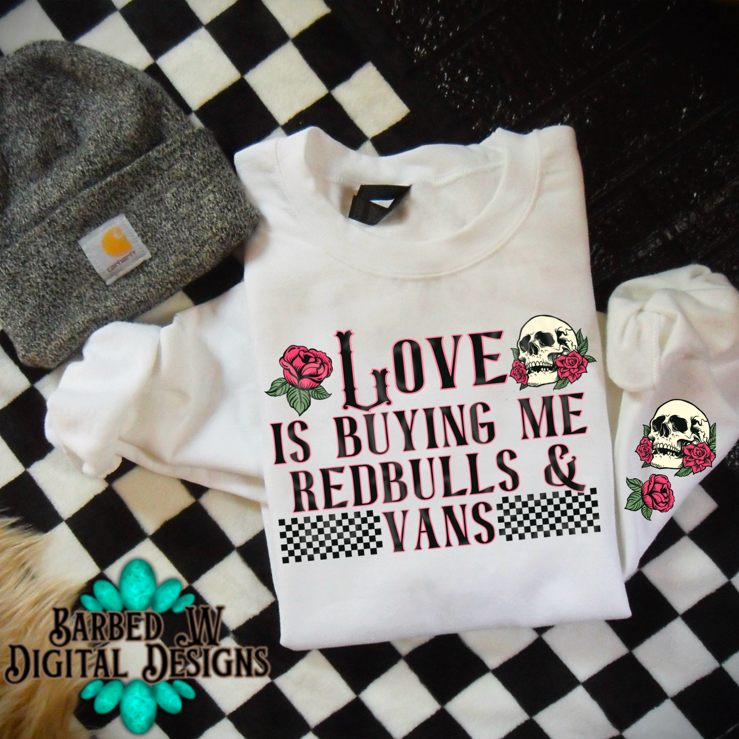Love is buying me redbulls & vans png