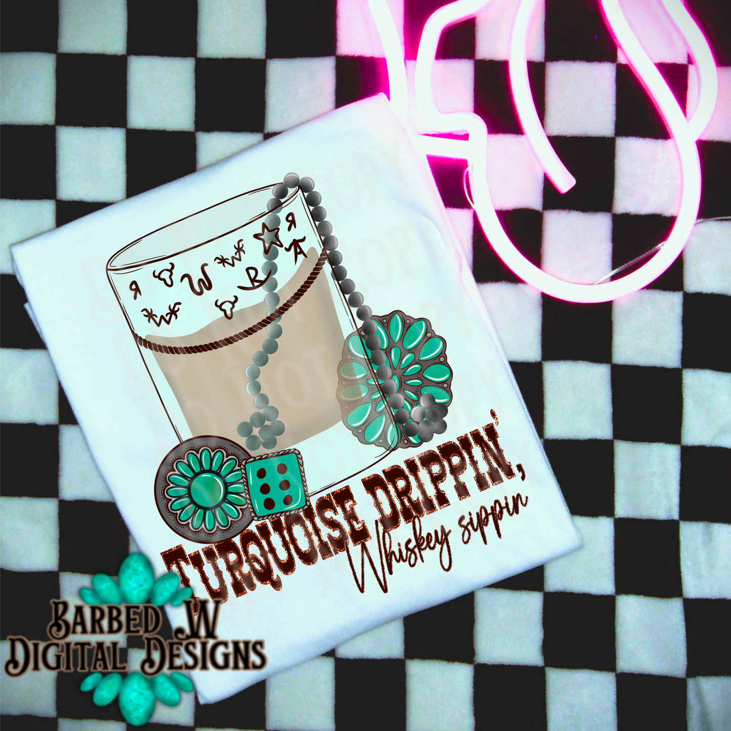 Whiskey png, cowgirl png, western png, turquoise png, dice png, punchy png, Navajo beads png, yallternative png, cowboy brand png