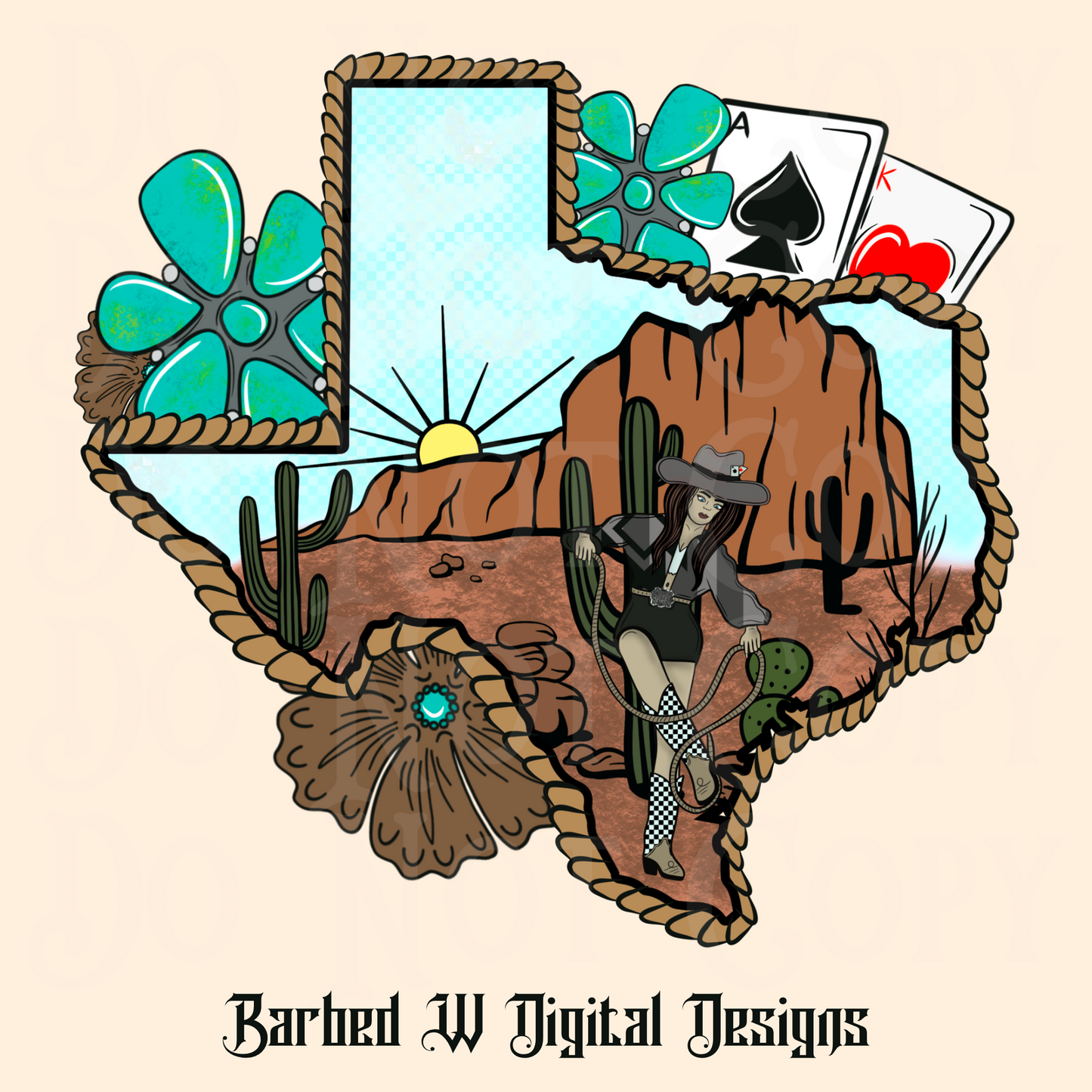 Texas png, punchy png, western Texas png, yallternative png, checkers png, cards png, turquoise png, roping png, floral png, Texan png