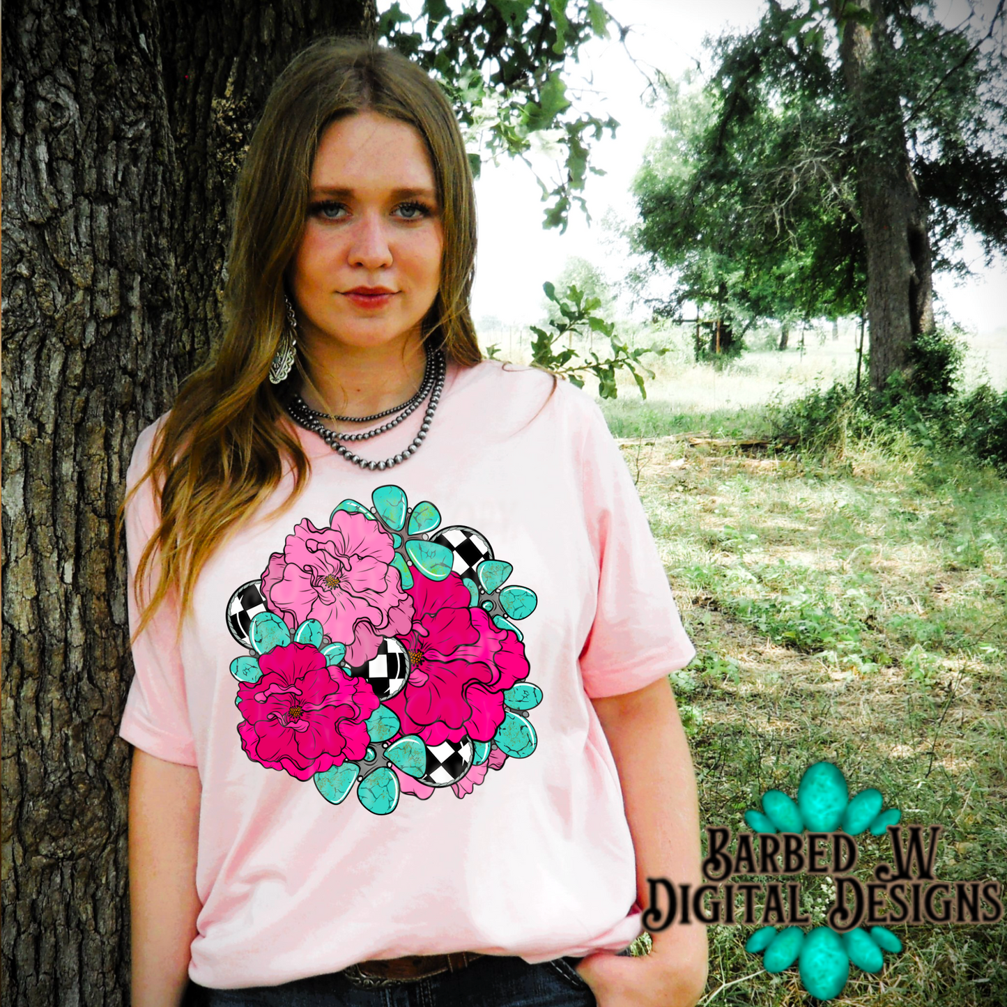 Turquoise & Flowers Png