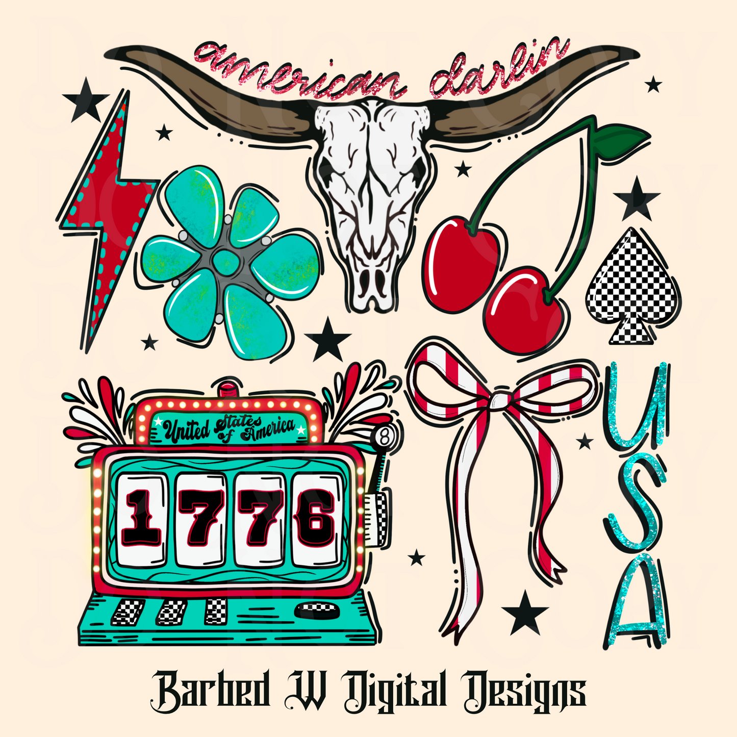 American Darlin’ Collage Png