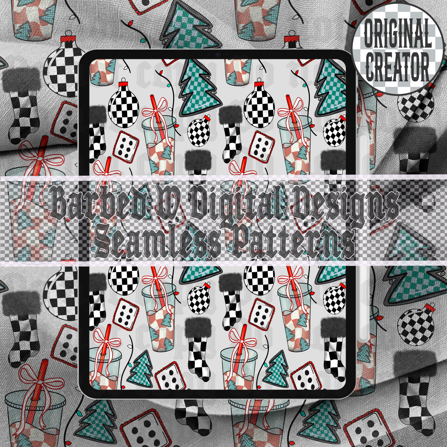 Caffeine & Christmas Cheer Seamless Pattern