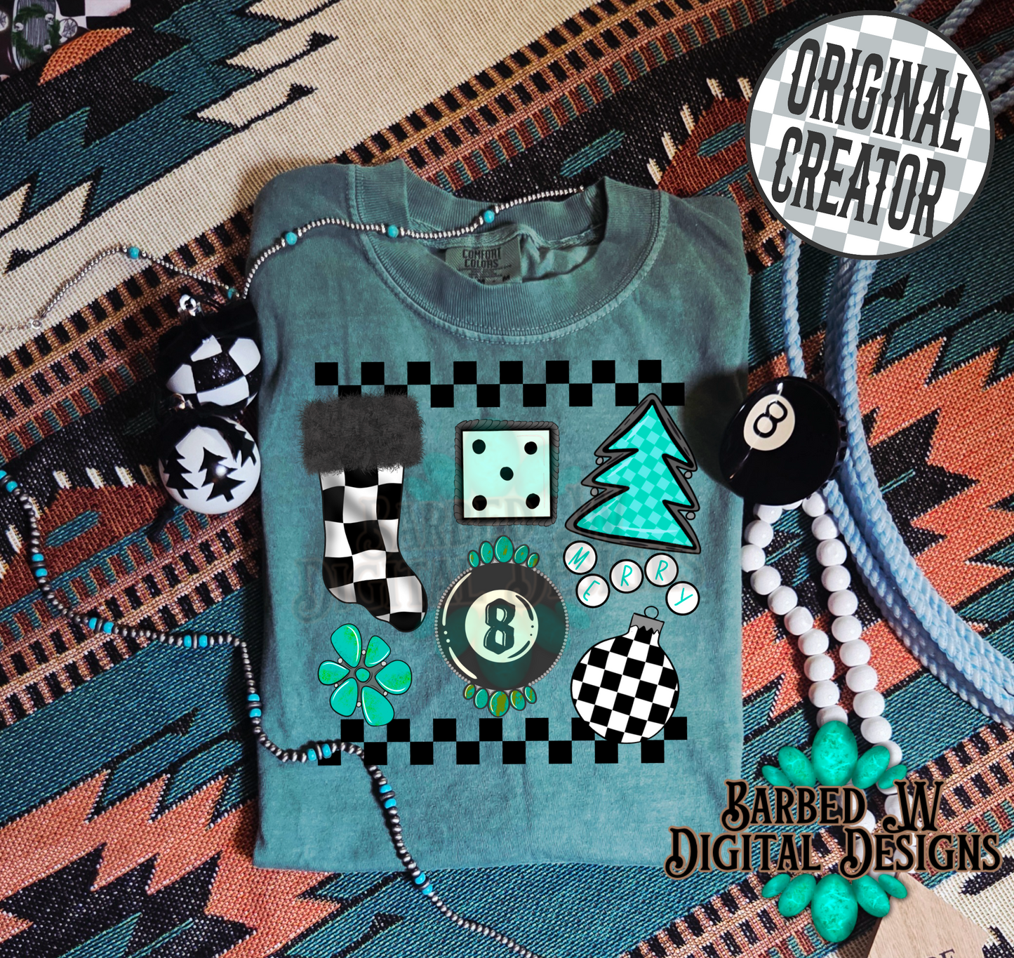 8 Ball Stocking Christmas Collage Png