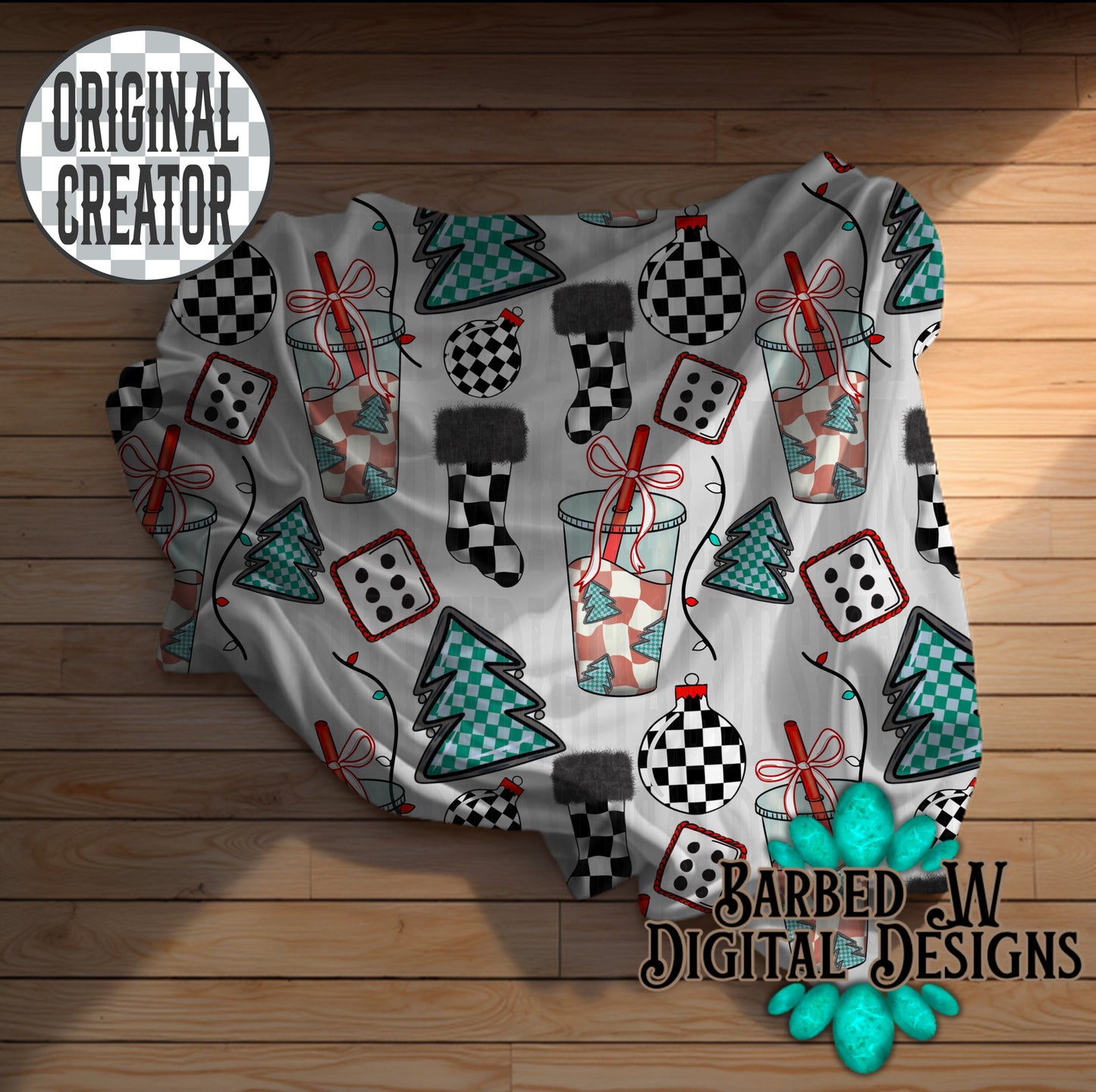 Caffeine & Christmas Cheer Seamless Pattern