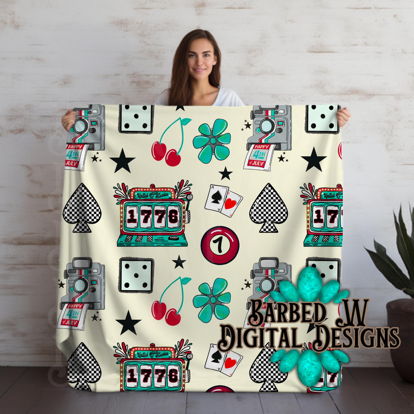 1776 Slots Seamless Pattern