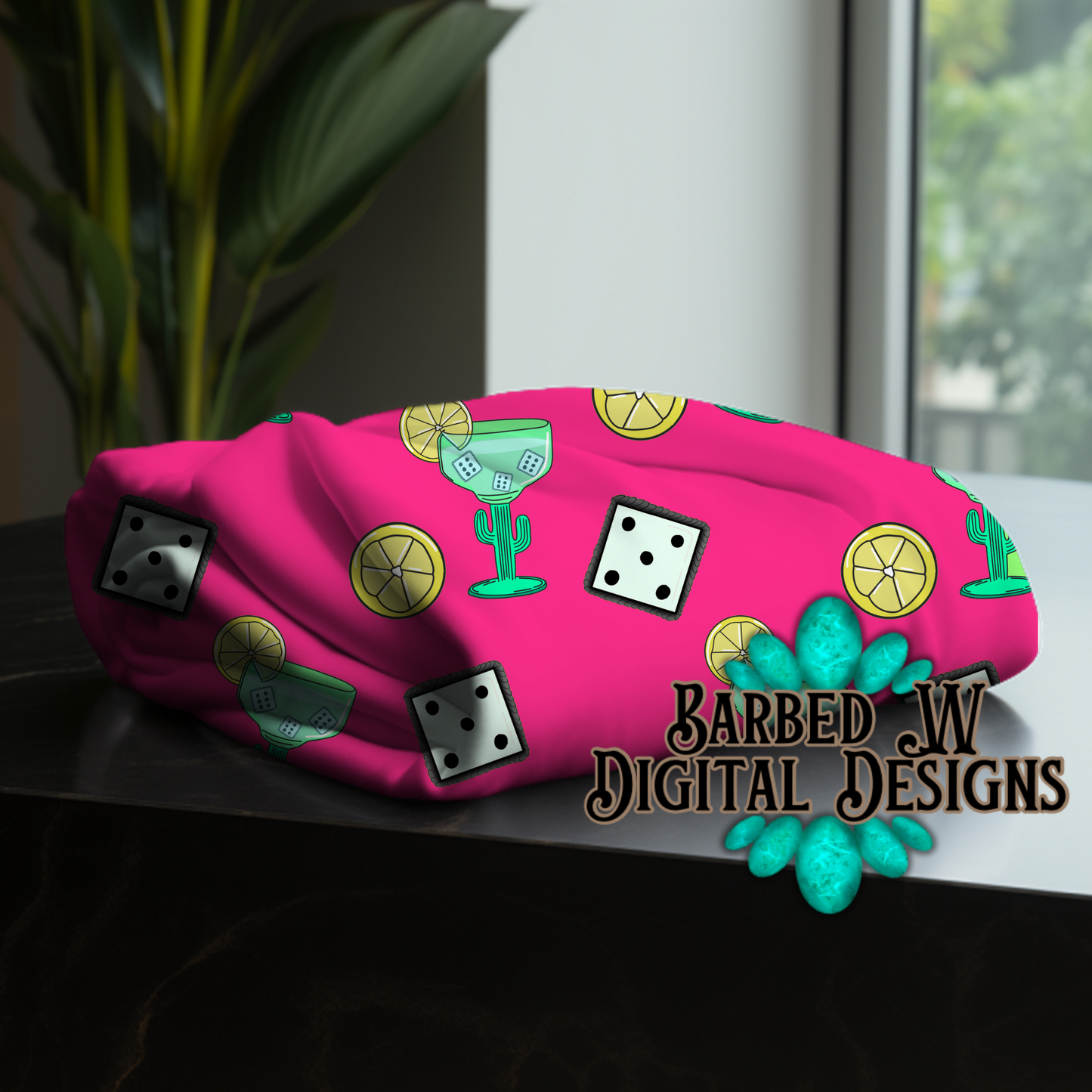 Pink Cactus Margarita Seamless Pattern