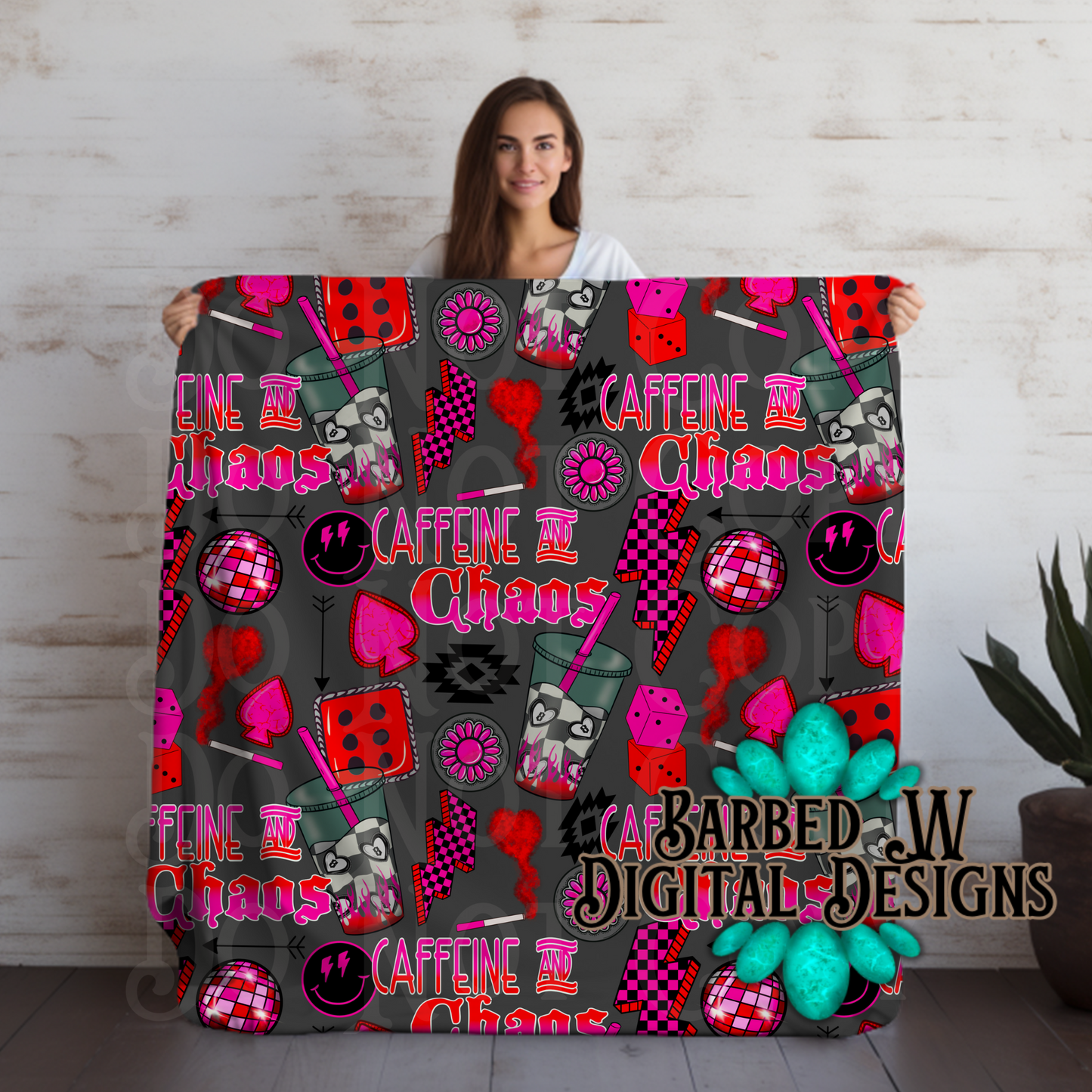 Caffeine & Chaos Seamless Pattern