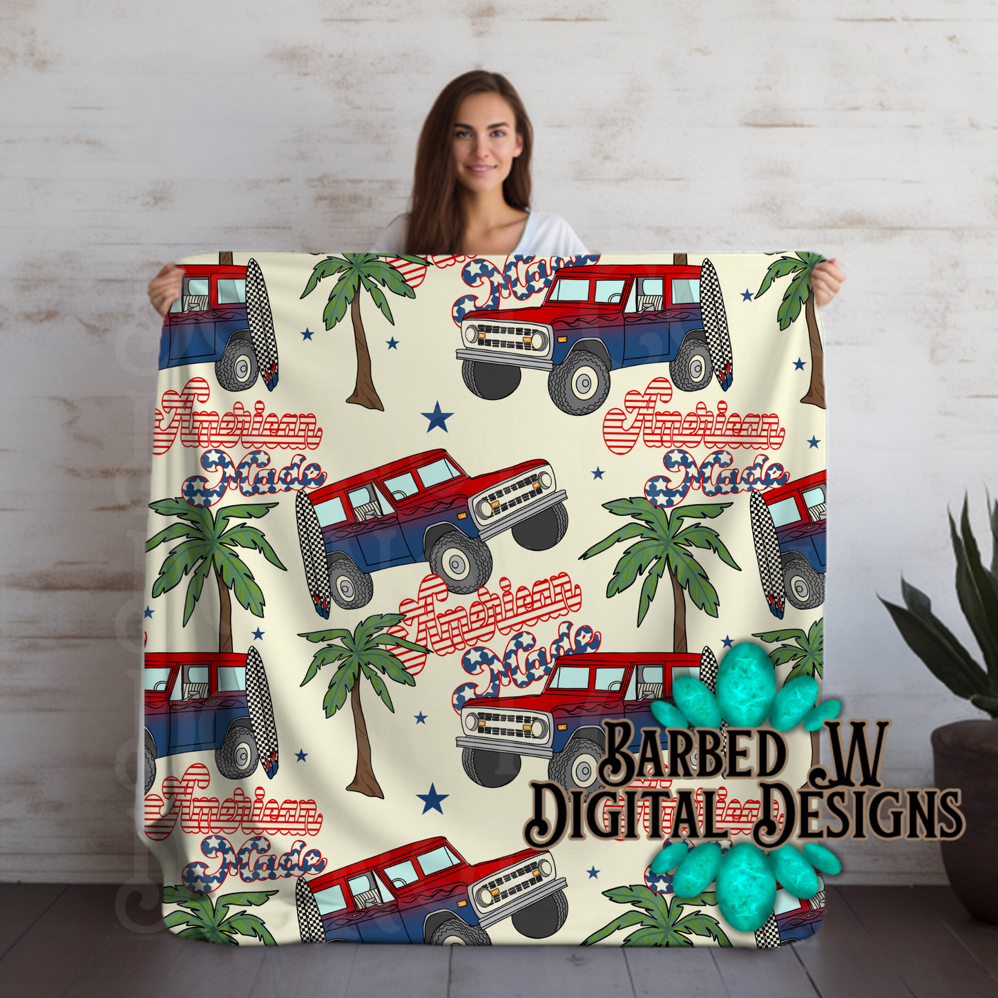 American Made Bronco Seamless Pattern