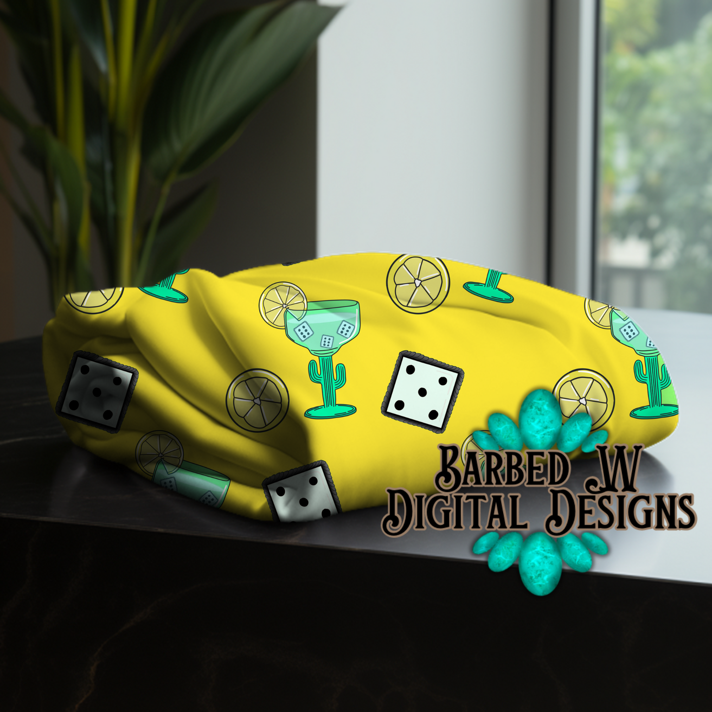 Yellow Cactus Margarita Seamless Pattern