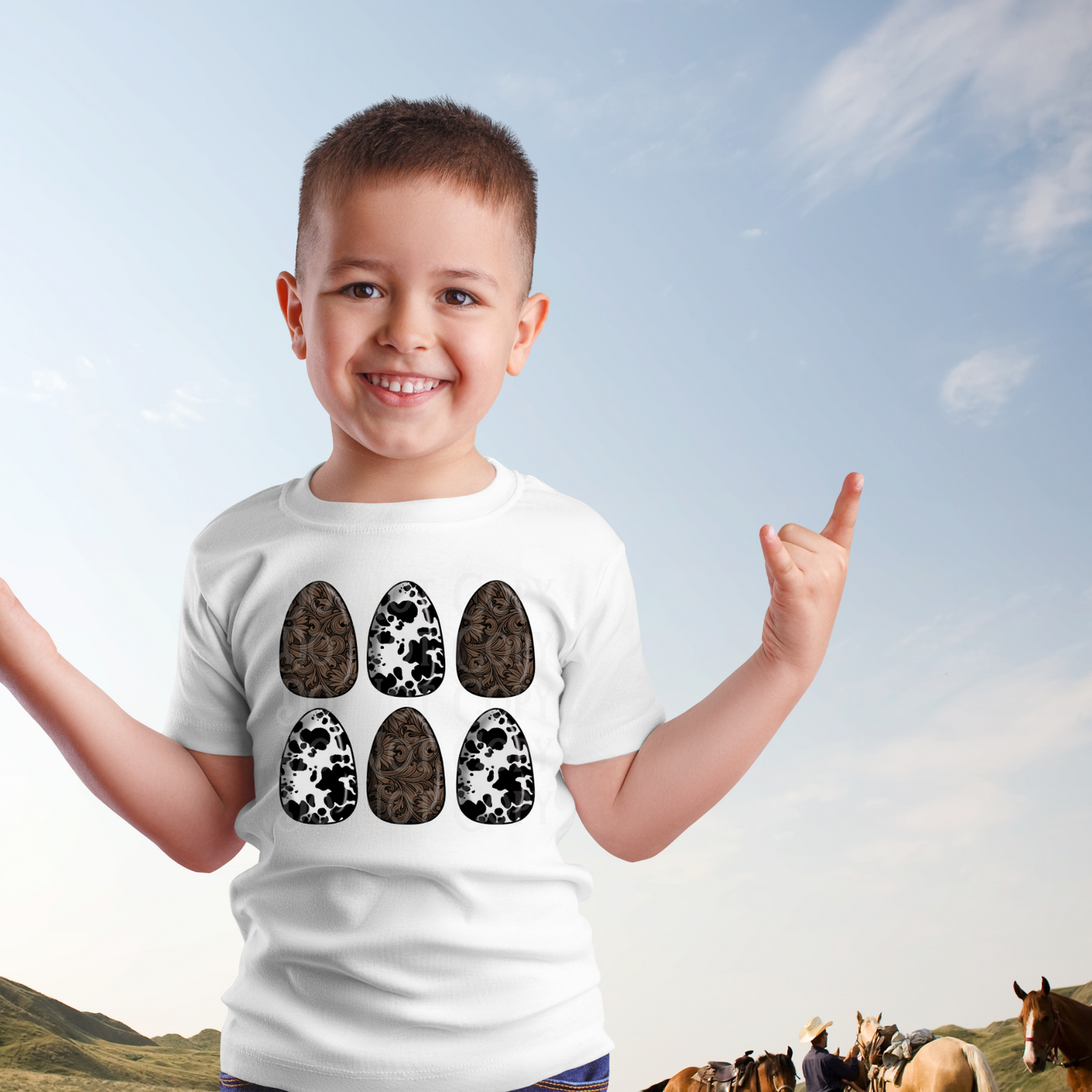 Western Easter png, Christian png, western Easter egg png, leather png, western png, tooled leather png, cowhide egg png, cow print png