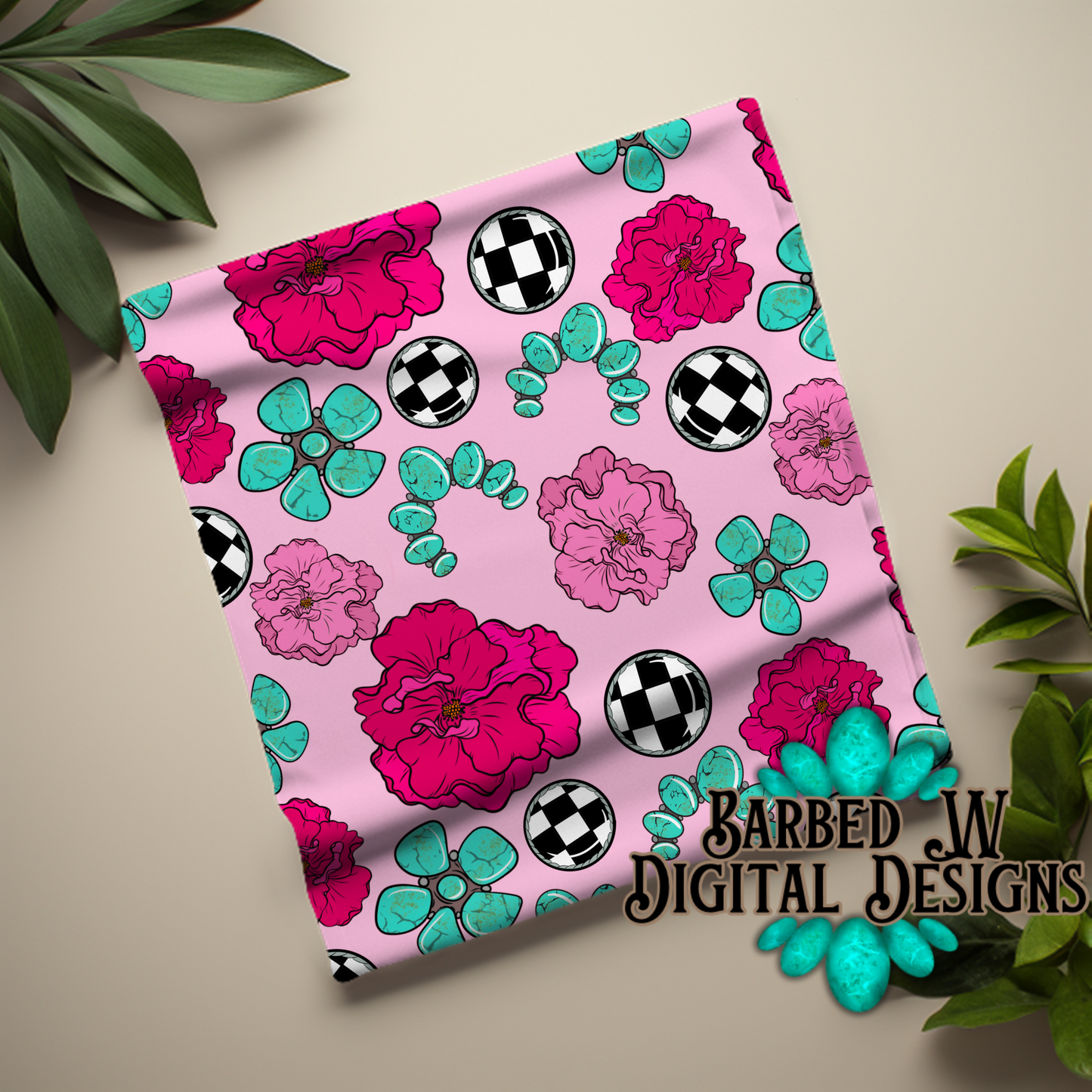 Turquoise Spring Seamless Pattern