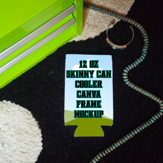 12 Oz. Skinny Can Cooler Canva Frame Mockup