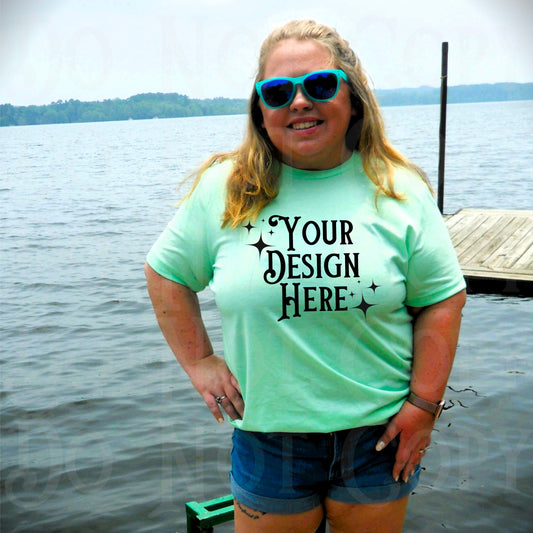 T-shirt Mockup, green t-shirt Mockup, George Mockup, lake mockup, pastel green mock, lake aesthetic mockup, lake life, summer mockup