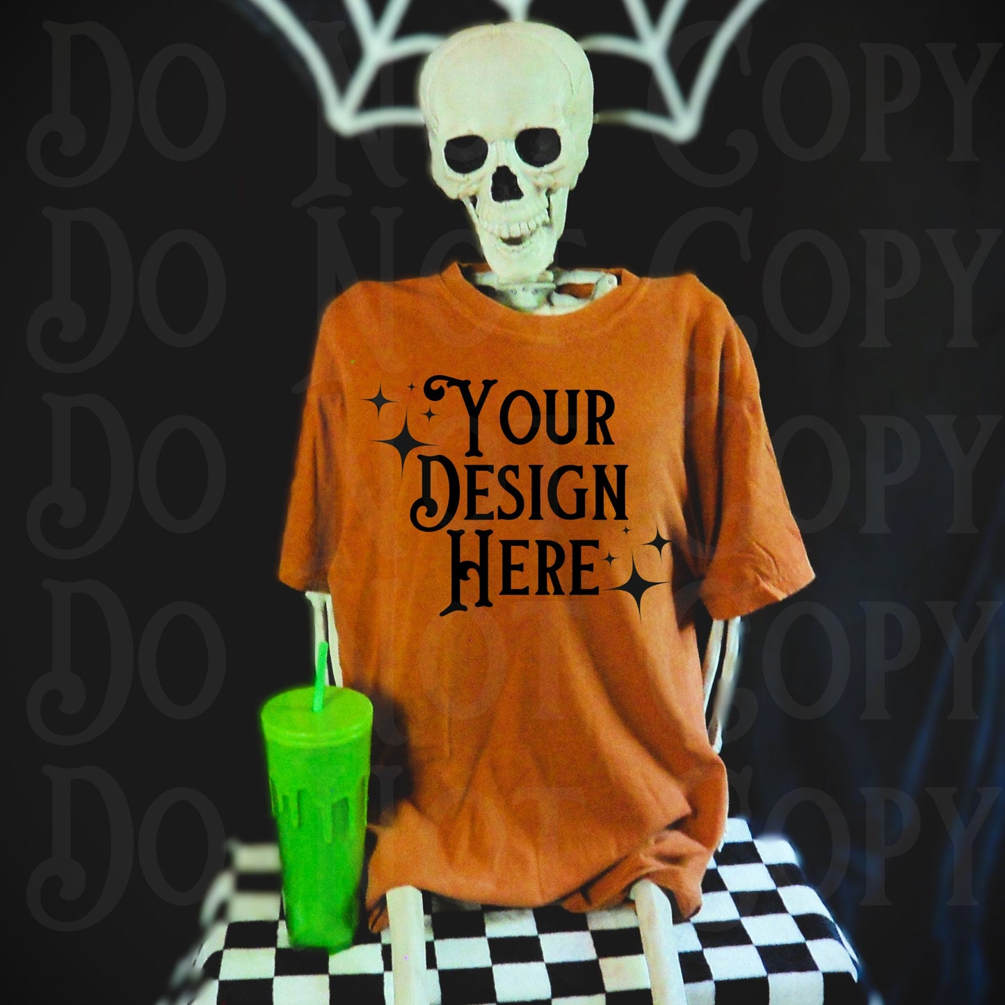 Spooky T-shirt Mockup, Halloween Mockup, Skeleton shirt Mockup, Comfort Colors mockup, fall tshirt, orange tshirt mockup, yam t-shirt mockup