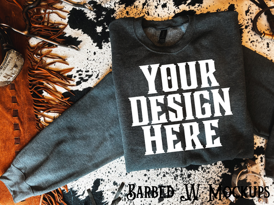 Gildan 50/50 Sweatshirt Western Mockup