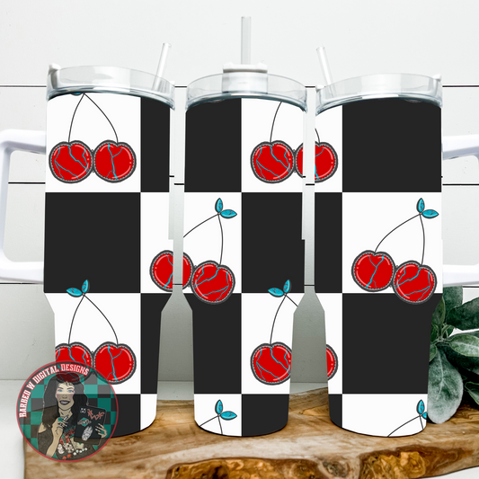Yallternative Cherries 40oz Vacuum Thermal Tumbler
