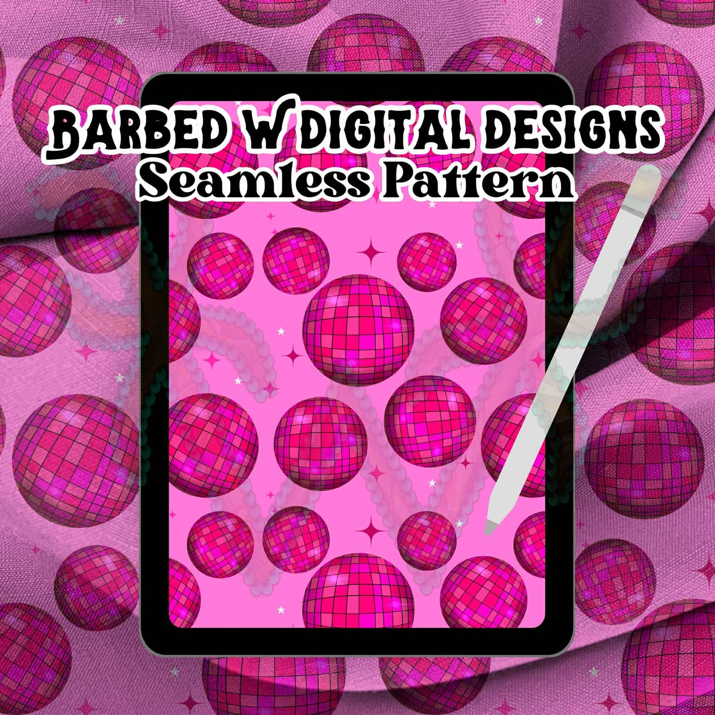 Retro disco ball Seamless Pattern, disco png, retro png, western png, punchy png, pink pattern, groovy png, disco ball png, trendy png