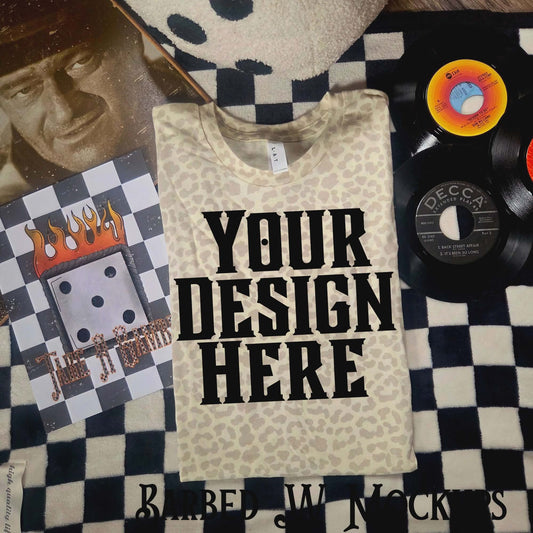 Live and Tell Natural Leopard T-Shirt Mockup