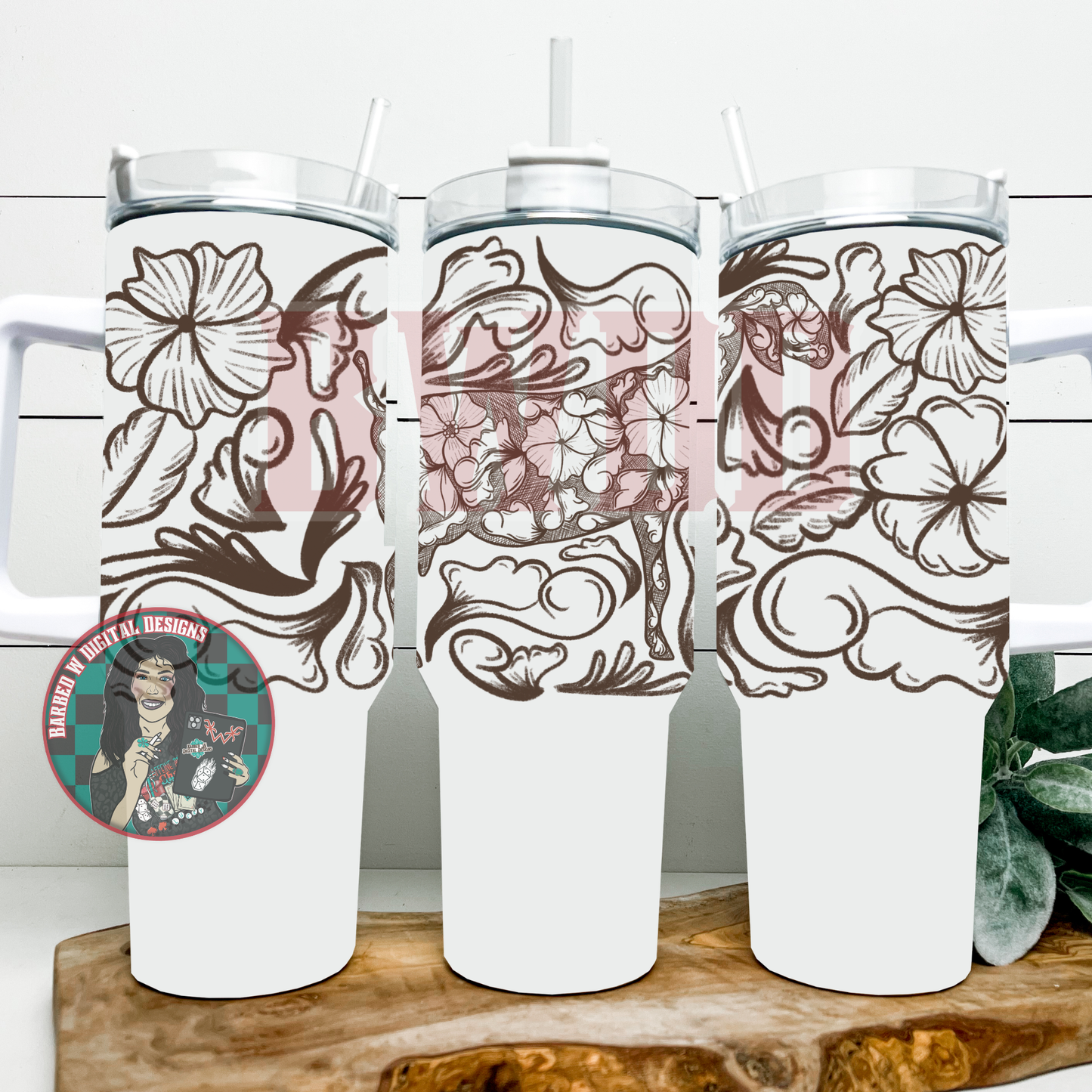 Tooled Leather Dairy Goat Wrap