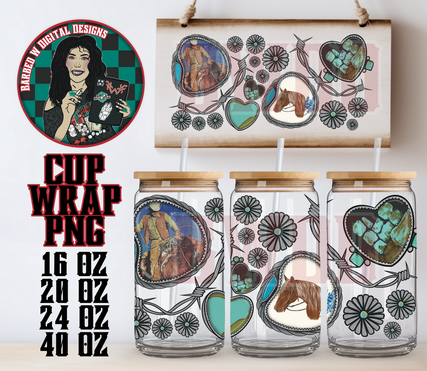 Silver Cowboy Turquoise Cup Wrap