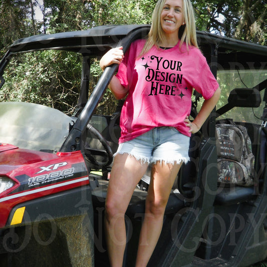 Outdoor T-shirt Mockup, UTV Mock, Summer Mockup, Gildan 5000 Mockup, pink t-shirt mockup, gildan mockup, country t-shirt mockup