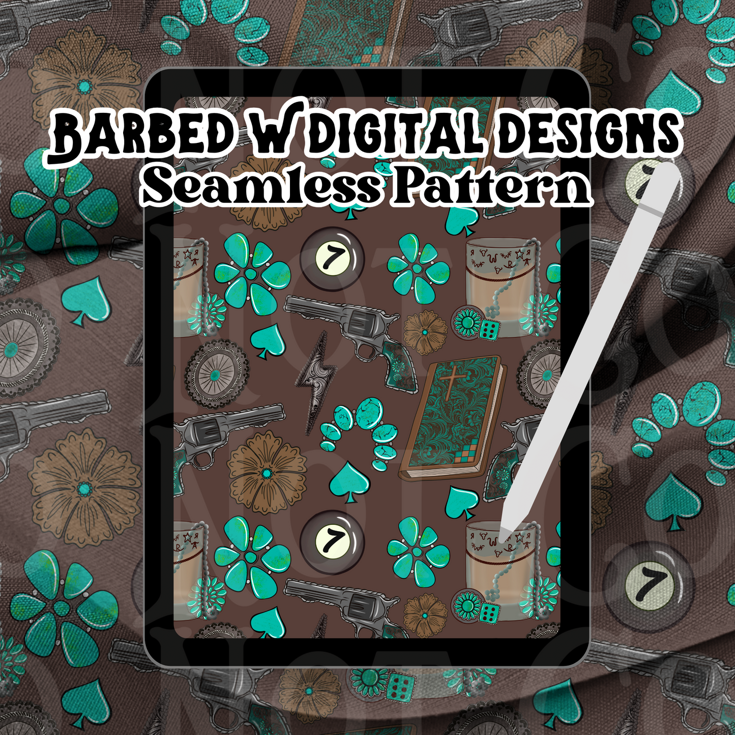 Cowgirl Essentials Seamless Pattern