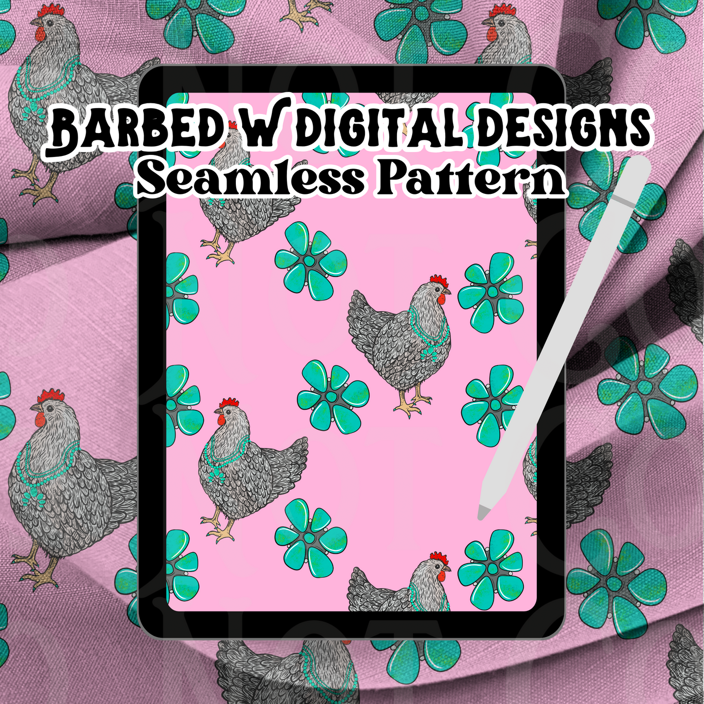 Pink Chicken Seamless Pattern