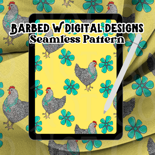 Yellow Chicken Seamless Pattern