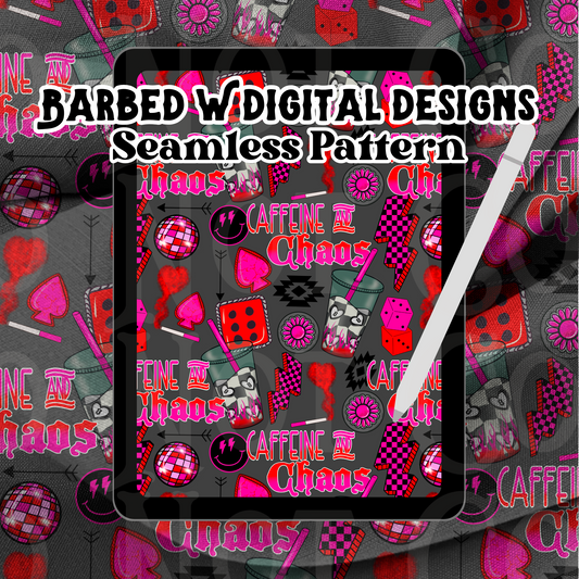 Caffeine & Chaos Seamless Pattern