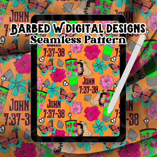 John:37-38 Seamless Pattern