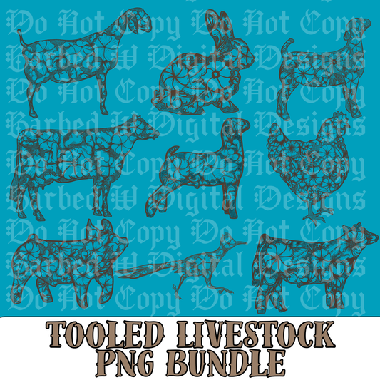 Tooled Leather Livestock PNG Bundle