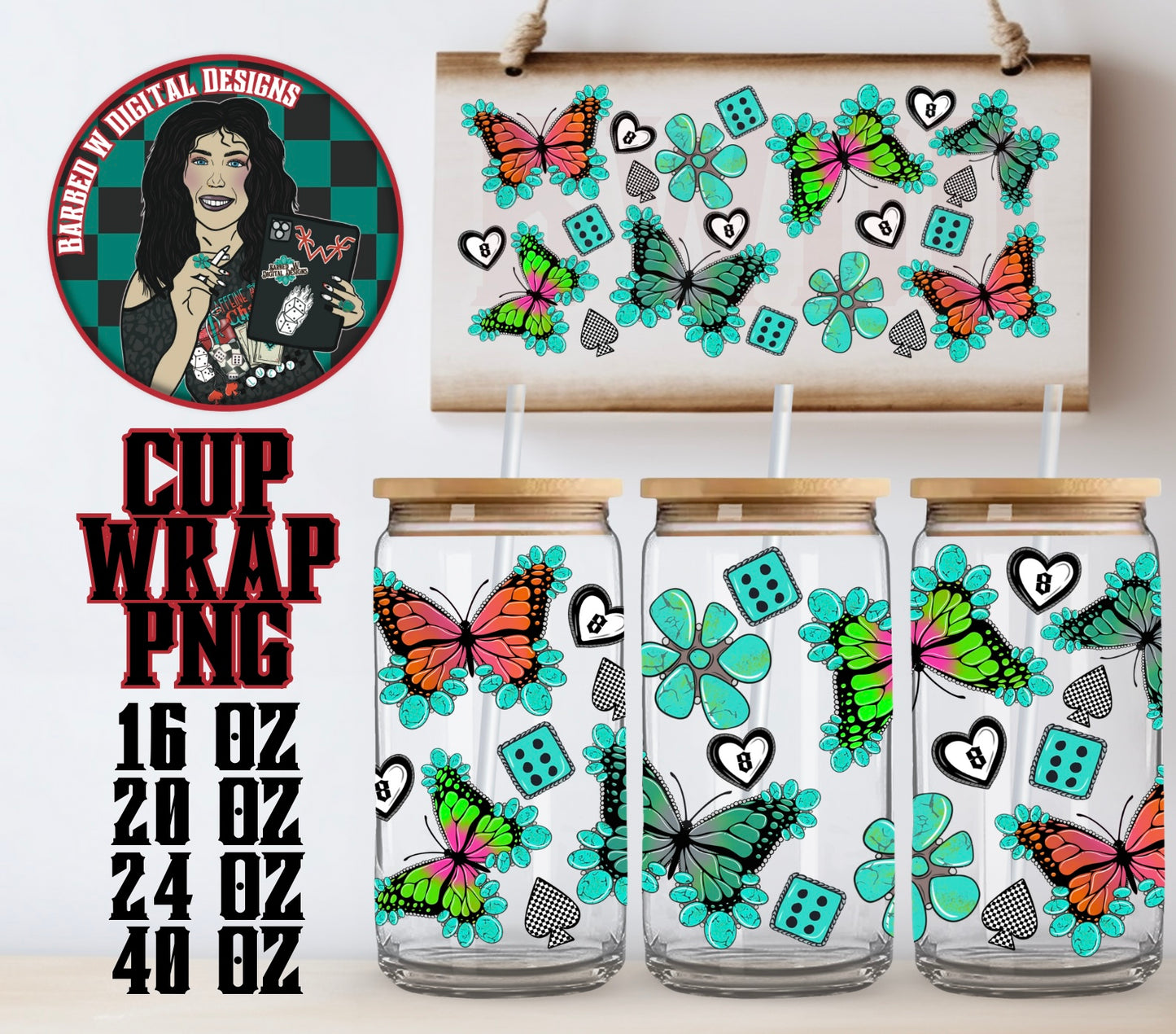 OG Turquoise Butterflies Wrap