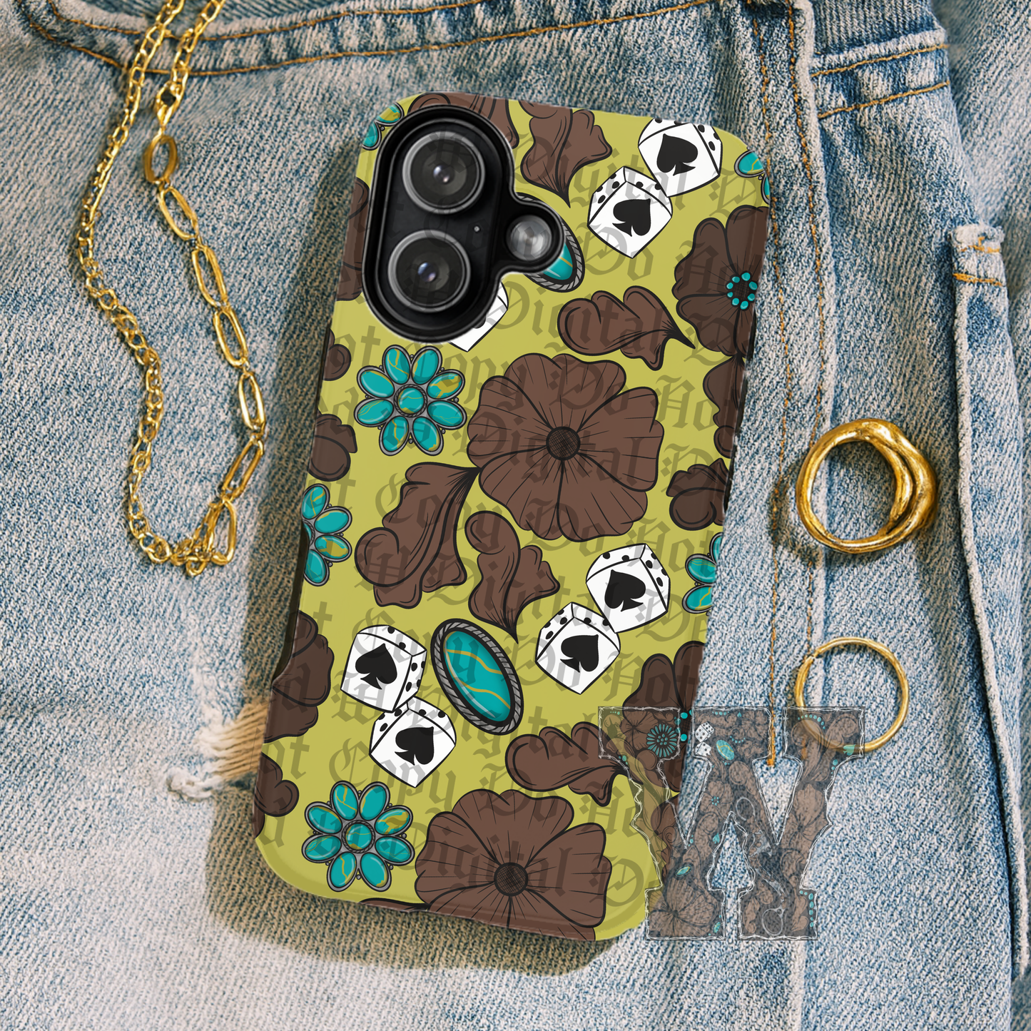 Green Tooled Leather Pattern
