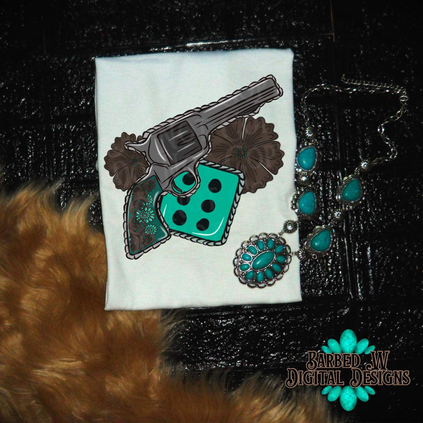 Revolver png, cowgirl png, western png, turquoise png, dice png, punchy png, leather png, yallternative png, cowboy png