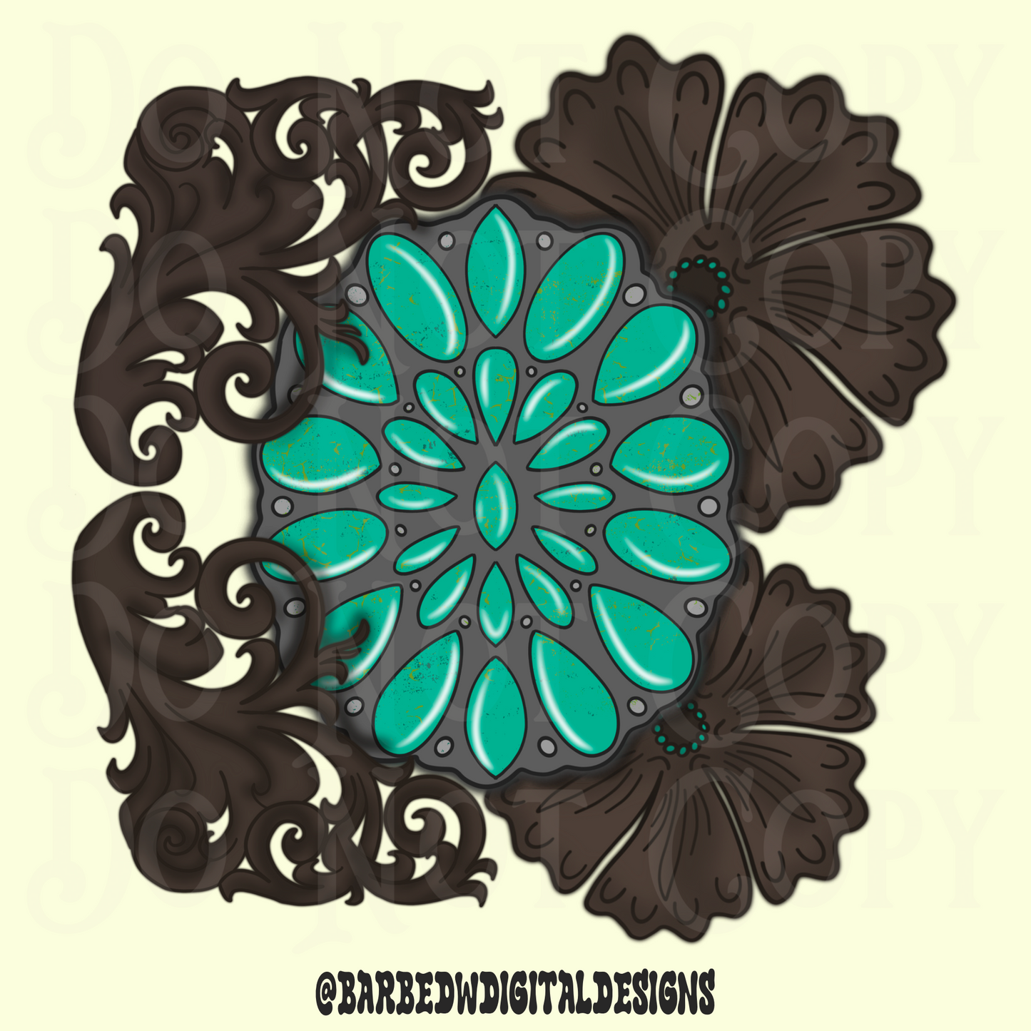 Turquoise png, cowgirl png, western png, tooled leather png, flowers png, punchy png, leather png, yallternative png, cowboy png