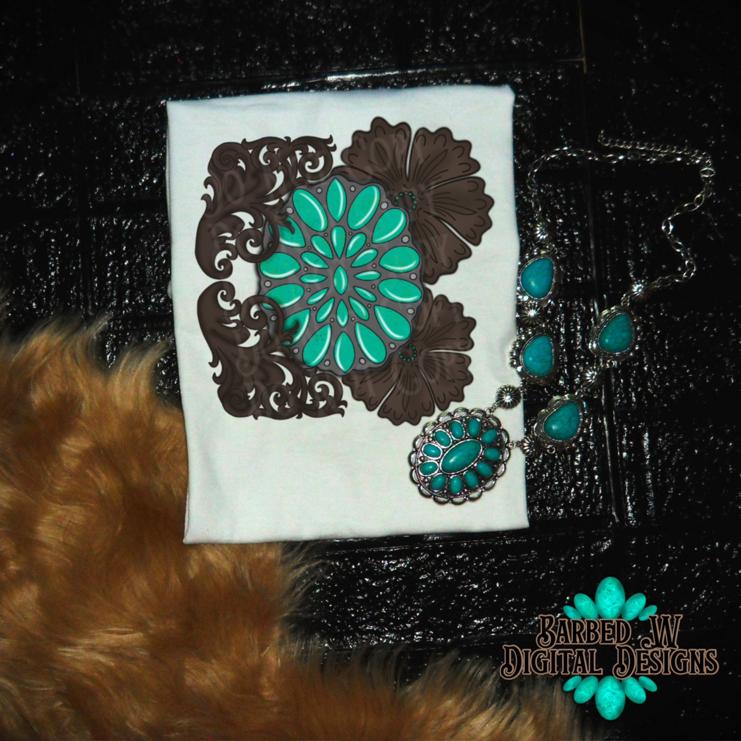 Turquoise png, cowgirl png, western png, tooled leather png, flowers png, punchy png, leather png, yallternative png, cowboy png