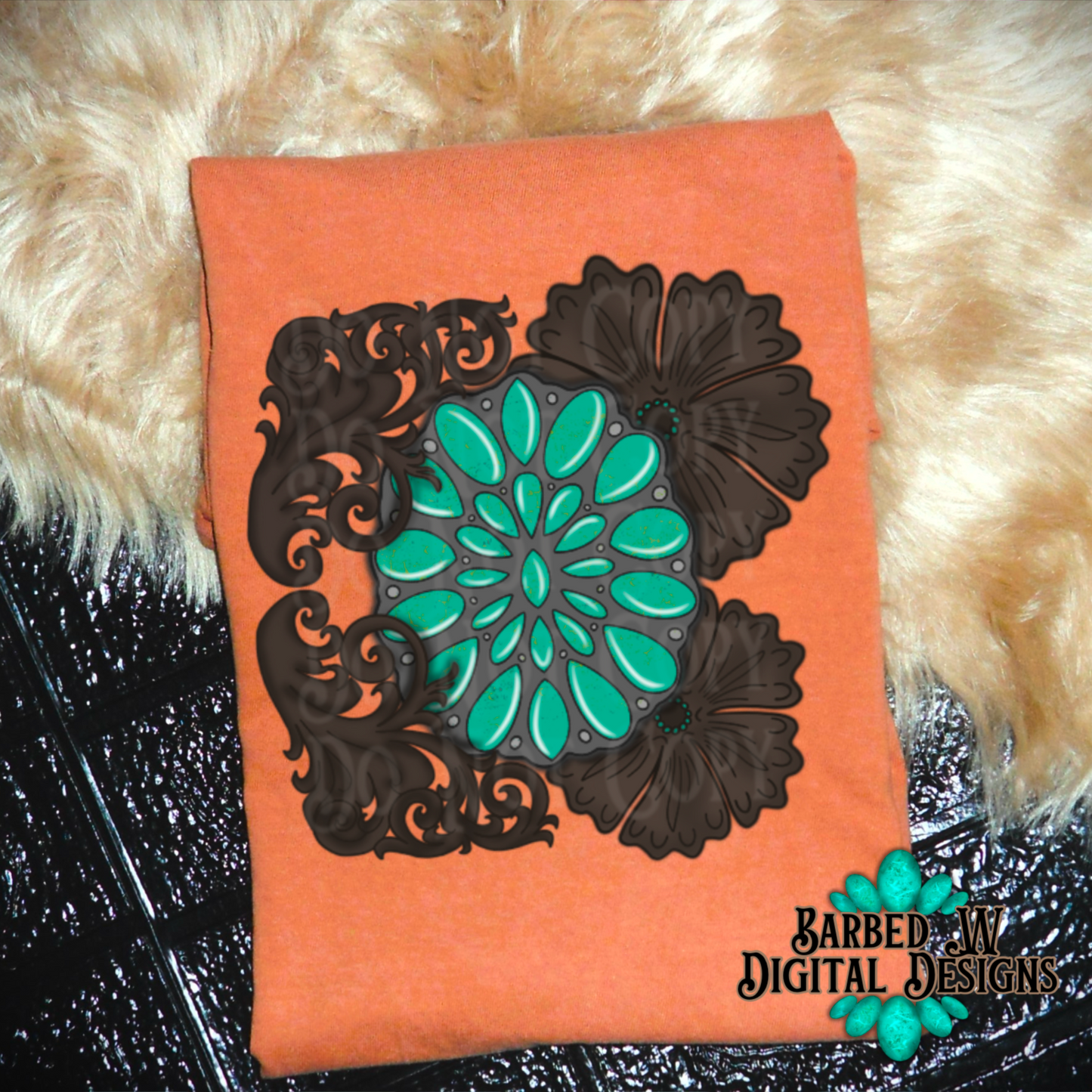 Turquoise png, cowgirl png, western png, tooled leather png, flowers png, punchy png, leather png, yallternative png, cowboy png