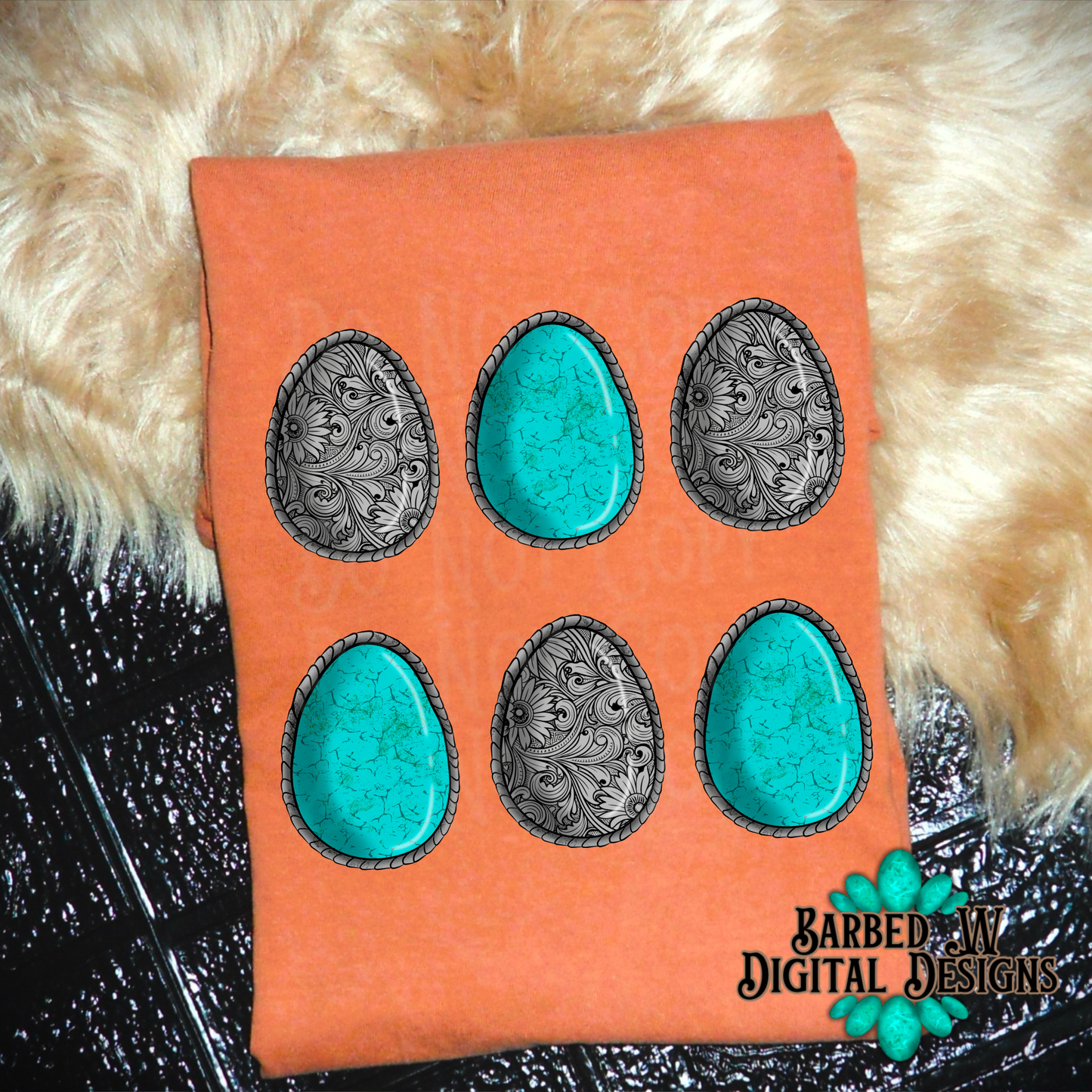 Western Easter png, Christian png, western Easter egg png, turquoise png, western png, tooled silver png, turquoise egg png, silver egg png