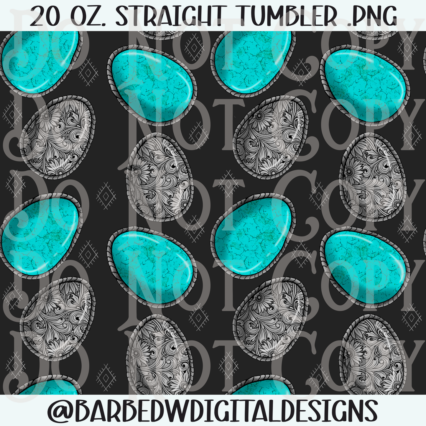 Western Easter seamless tumbler wrap, western Easter egg png, turquoise png, western png, tooled silver png, turquoise egg png, 20 oz