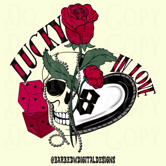 Lucky in love png, valentines png, yallternative png, tattoo png, alternative valentines png, trendy png, retro png, black letter png